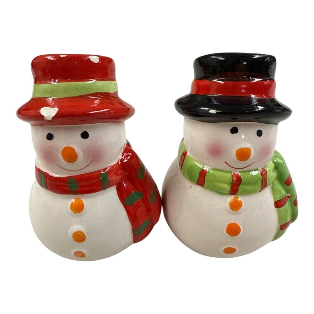 Christmas Ceramic Snowman Salt and Pepper Shakers